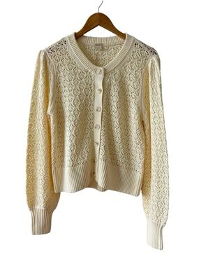 Magaschoni Cream Open Knit Cardigan